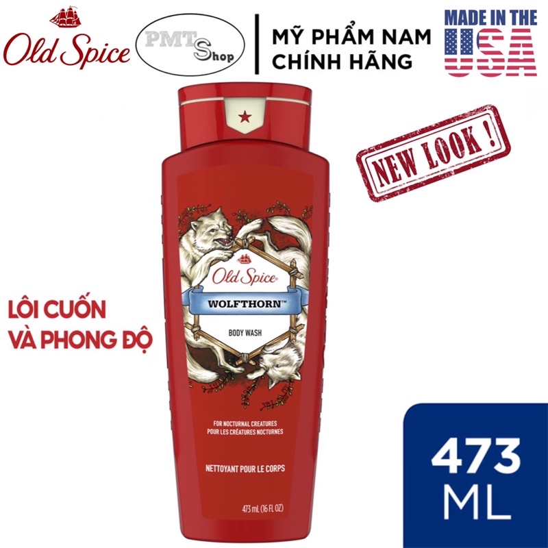 Sữa tắm nam Gel Old Spice 473ml Timber | Bearglove | Fiji | Wolfthorn | Pure Sport | Tắm gội 2in1 532ml