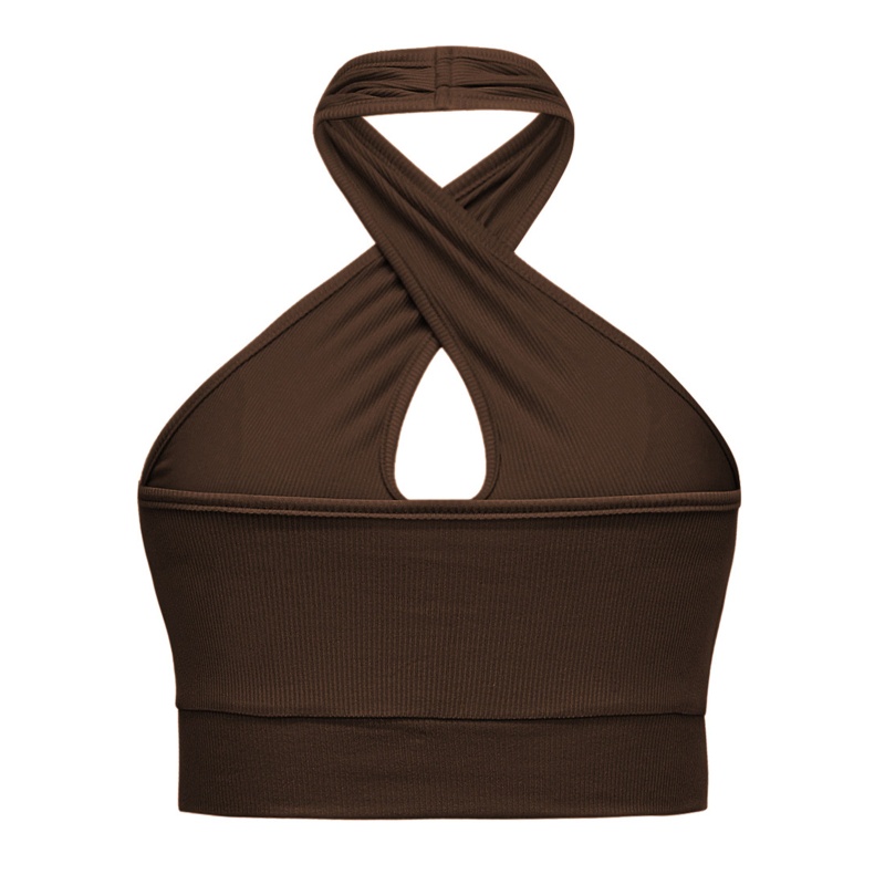 Xiangbao Áo Crop Top Dệt Kim Không Tay Màu Trơn Cho Nữ