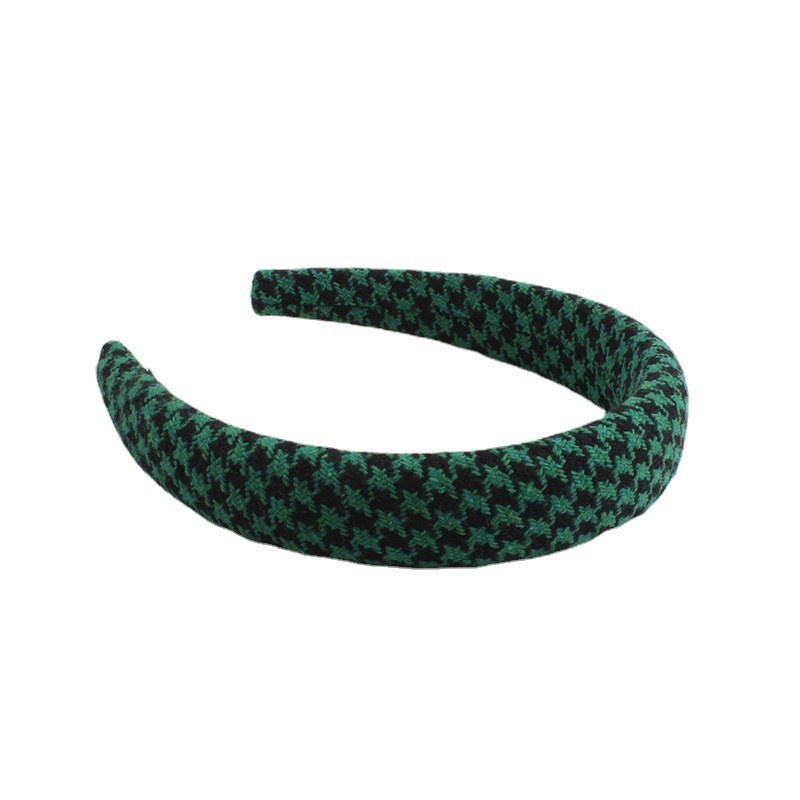 Băng Đô Cài Tóc Họa Tiết Sọc Caro Màu Xanh Lá Phong Cách Hàn Quốc Dễ Thương