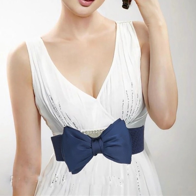 Thắt Lưng Bện Co Giãn Nhiều Màu Có Thể Điều Chỉnh Phối Nơ To Sành Điệu Cho Nữ