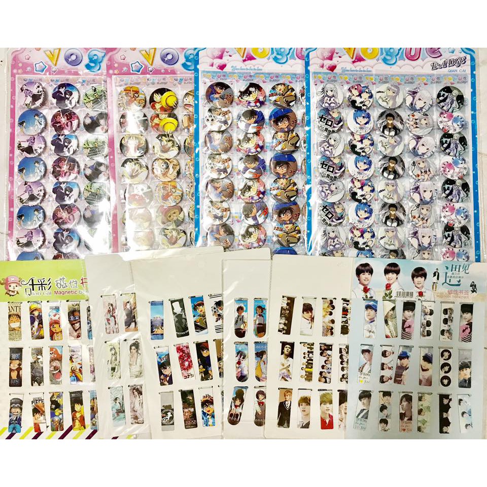 (20 mẫu) Huy hiệu anime boomark anime thần tượng one piece bookmark tfboys pin cài áo trang trí