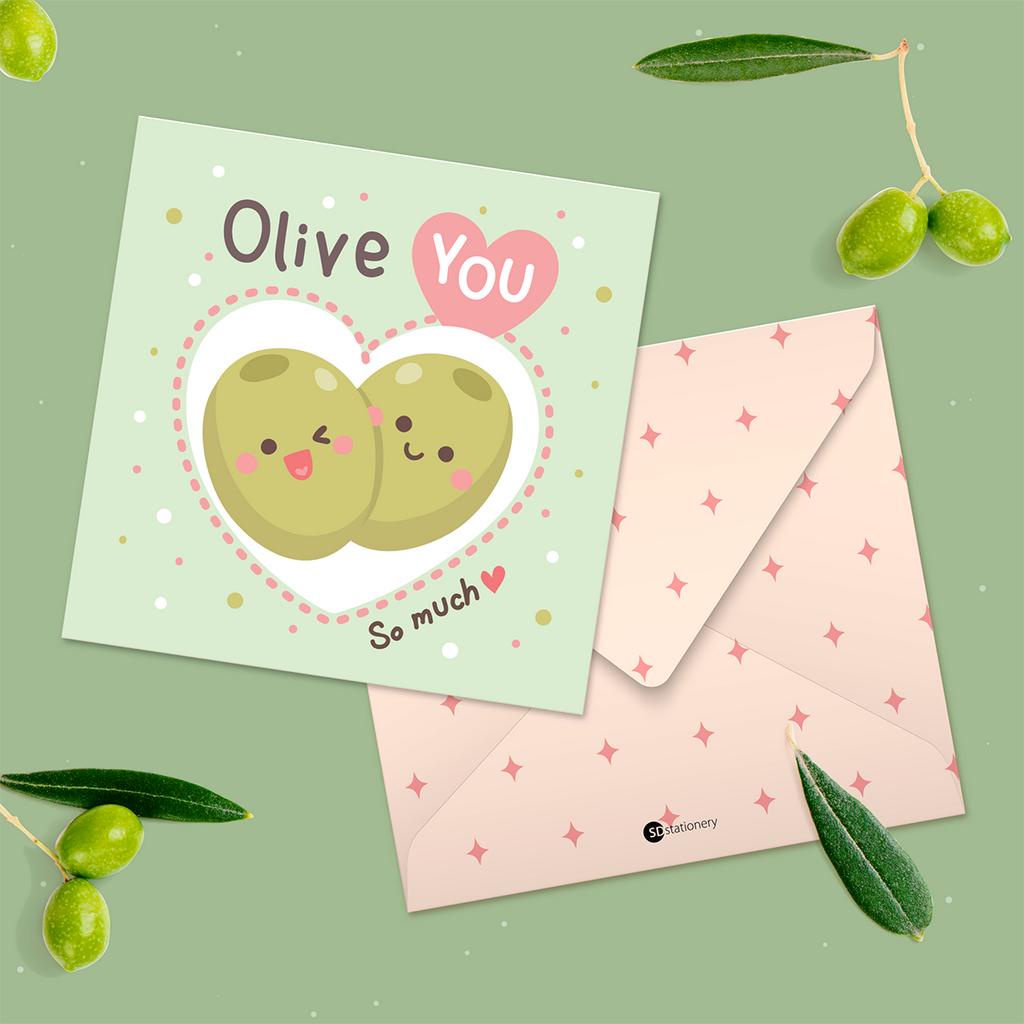 Thiệp tình yêu, valentine, tỏ tình cặp đôi SDstationery Fruity 12x12 minh họa trái cây dễ thương cute tiếng Anh vui nhộn
