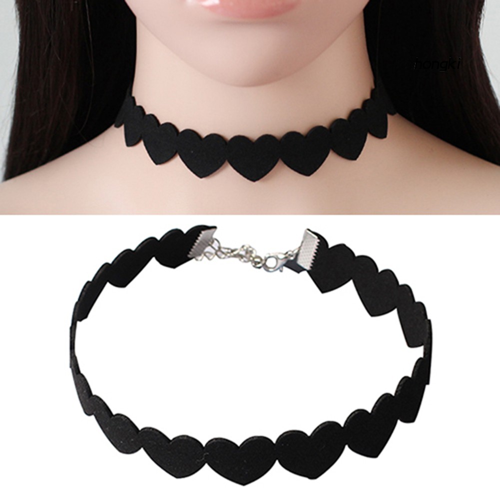 Vòng Cổ Choker Hình Trái Tim Chất Liệu Nhung Đen Thời Trang Dành Cho Nữ