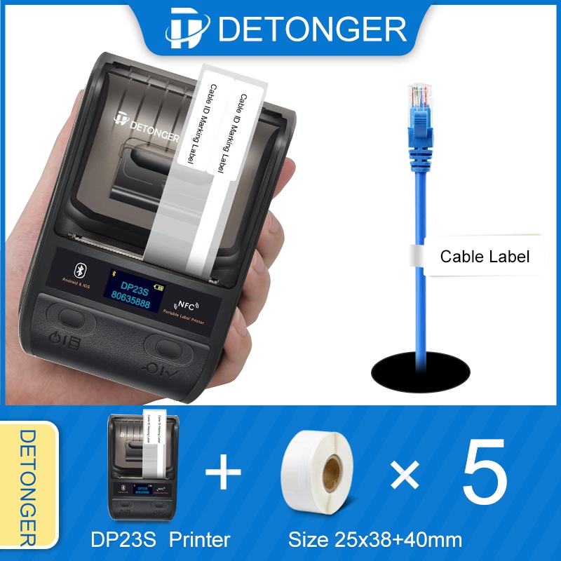 Bộ 5 Cuộn Nhãn Dán Trang Trí Dây Cáp Máy In Detinger DP23S / DP23