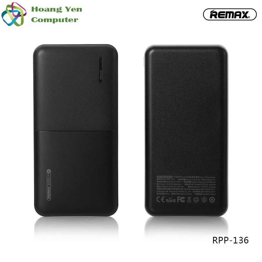 Sạc Dự Phòng 20000mAh Remax RPP-136 Chính Hãng - BH 1 Năm - Hoàng Yến Computer