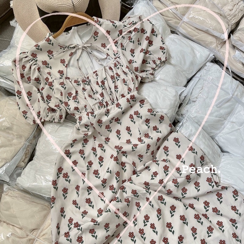 Đầm midi khoét ngực dáng maxi form chuẩn hoạ tiết hoa Sun Fashion