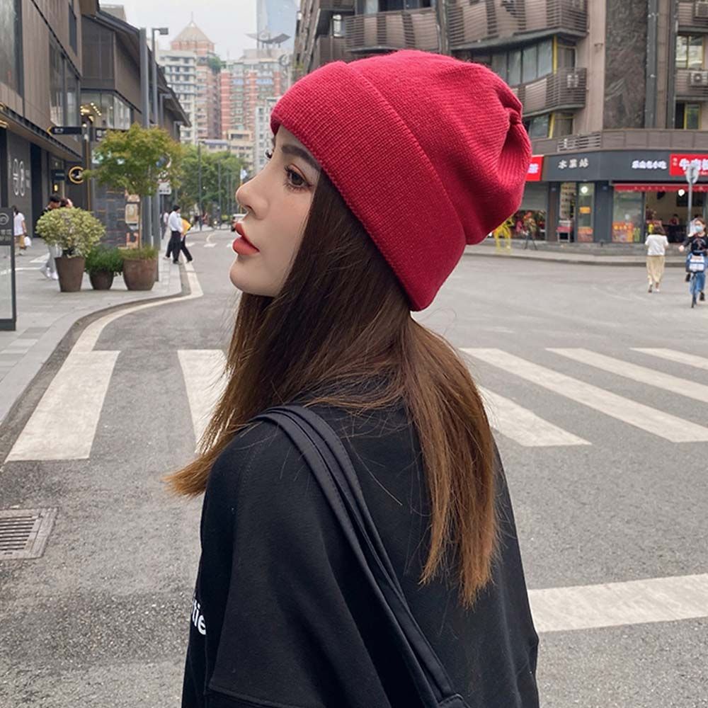 Mũ len dệt kim giữ ấm màu đông thời trang cho nam và nữ