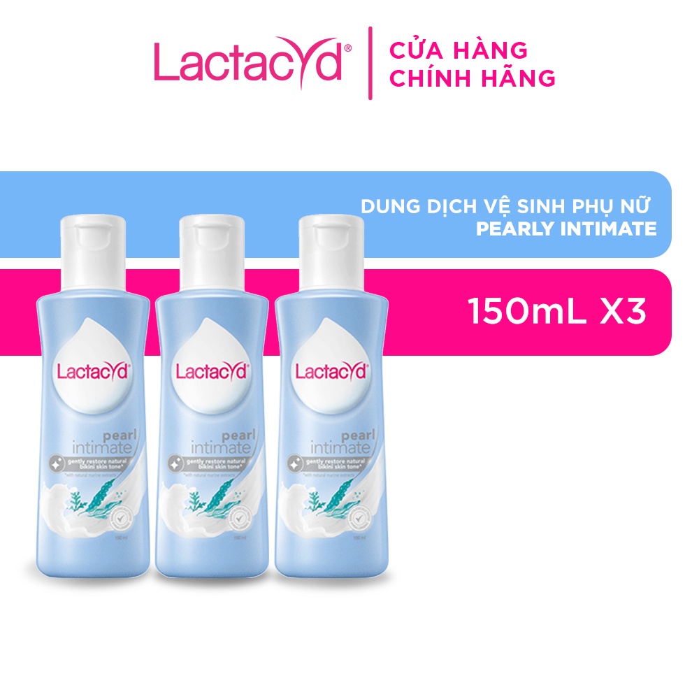 Bộ 3 chai Dung Dịch Vệ Sinh Phụ Nữ Lactacyd Pearly Intimate 150ml/chai