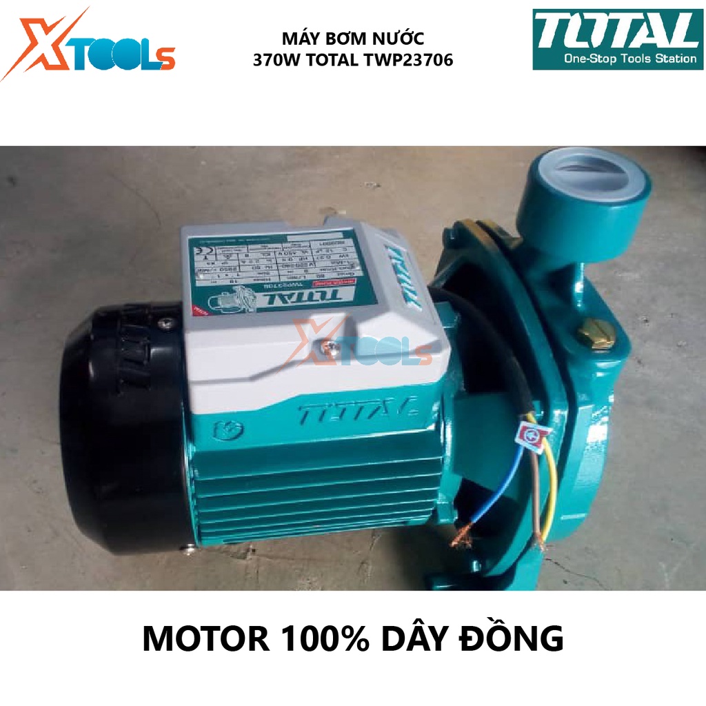 Máy bơm nước TOTAL TWP23706 Máy bơm nước dùng điện Công suất đầu vào370W (0.5HP) hỗ trợ đẩy nguồn nước tăng áp lực nước