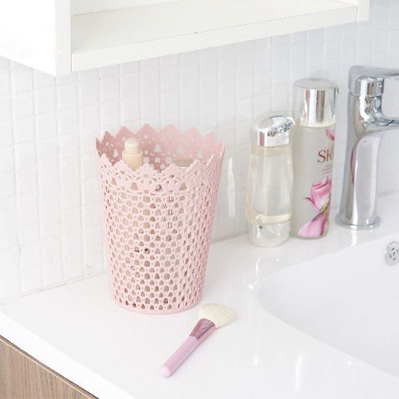 Rổ nhựa giả đan mây - Rổ nhựa hình tròn đựng đồ màu pastel xinh xắn