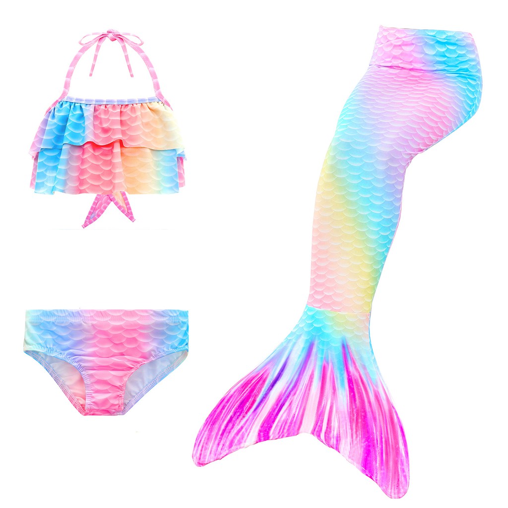 S1D8 Trang phục đồ bơi bikini hóa trang nàng tiên cá cho bé gái, quần áo tắm trẻ em