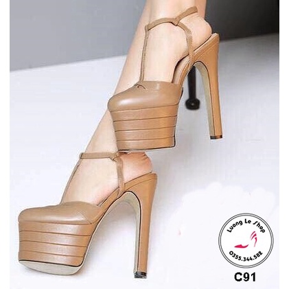 ORDER Giày cao gót 15cm da lì đế kép hàng cao cấp 4 màu đen bạc da xanh ms c91