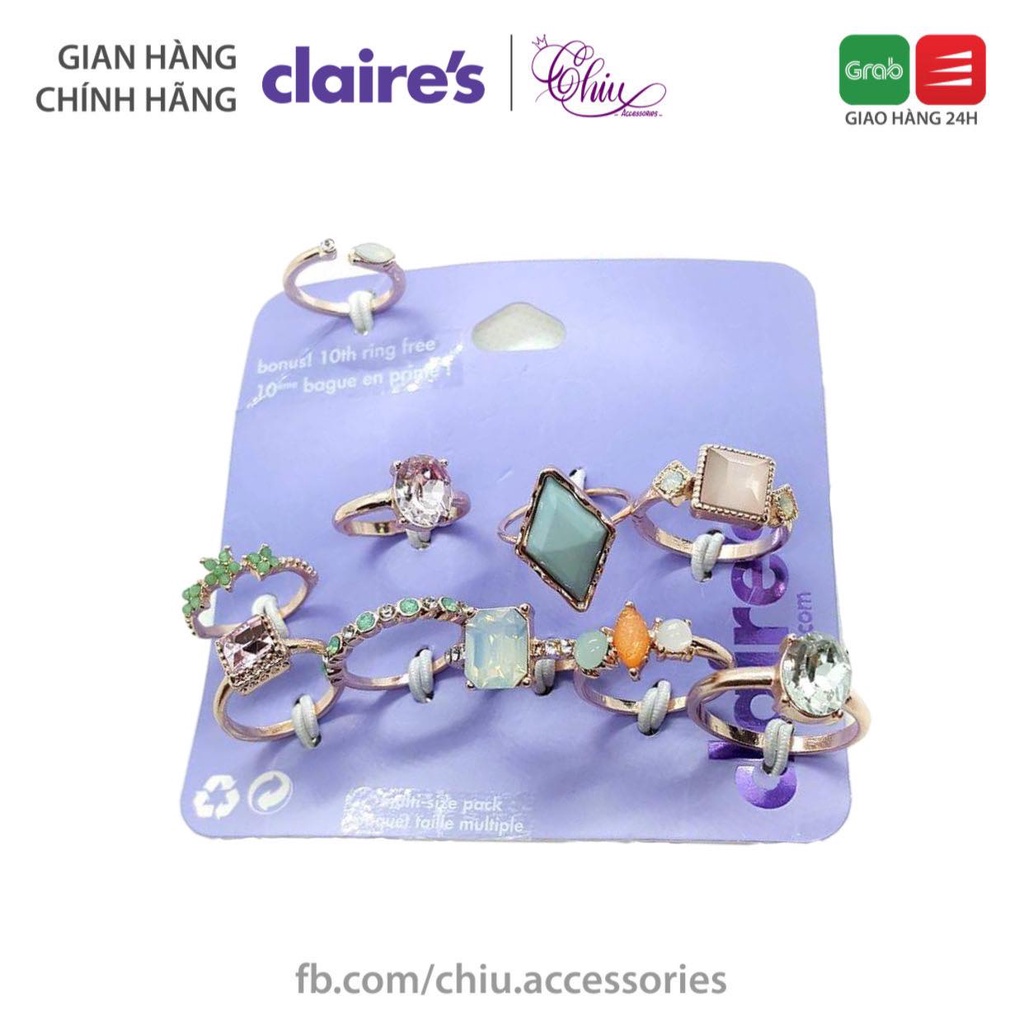 Set nhẫn màu gold rose Claires