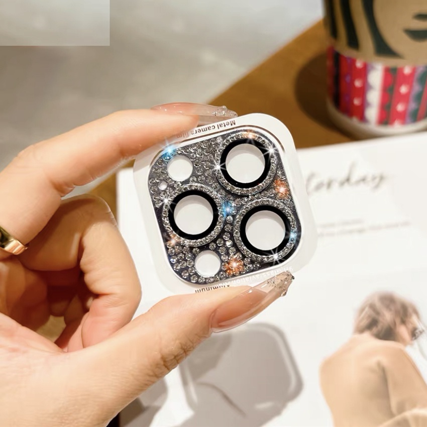 Miếng Dán Bảo Vệ Ống Kính Máy Ảnh Đính Kim Cương Lấp Lánh Sang Trọng Cho iPhone 14 13 Pro Max 11 12 XS X