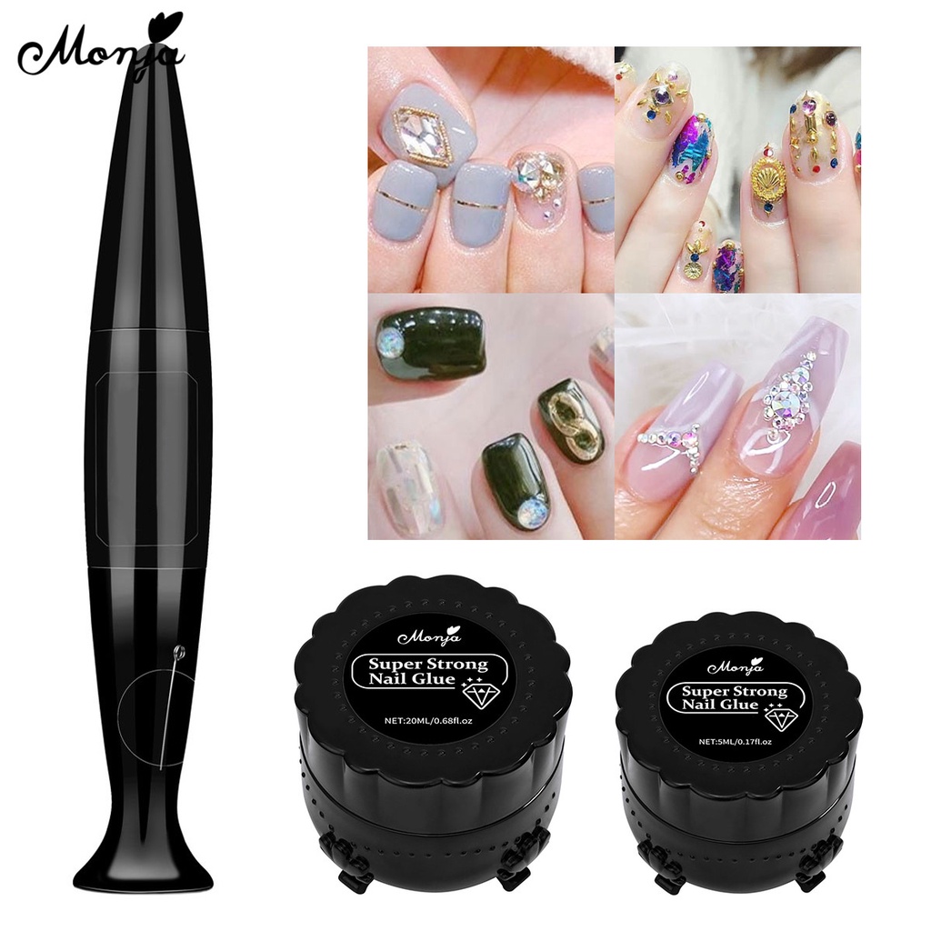 Keo dán đá trang trí móng tay MONJA trong suốt 5/ 8/ 20ml chuyên dụng