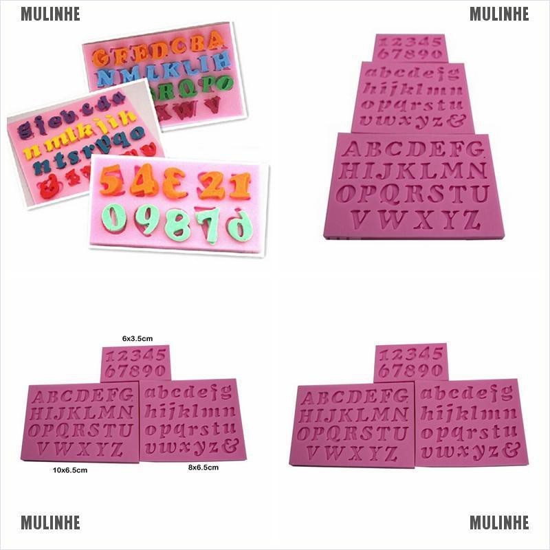 Bộ 3 Khuôn Silicone Hình Chữ Cái &amp; Số Mini Dùng Trang Trí Bánh Kem DIY