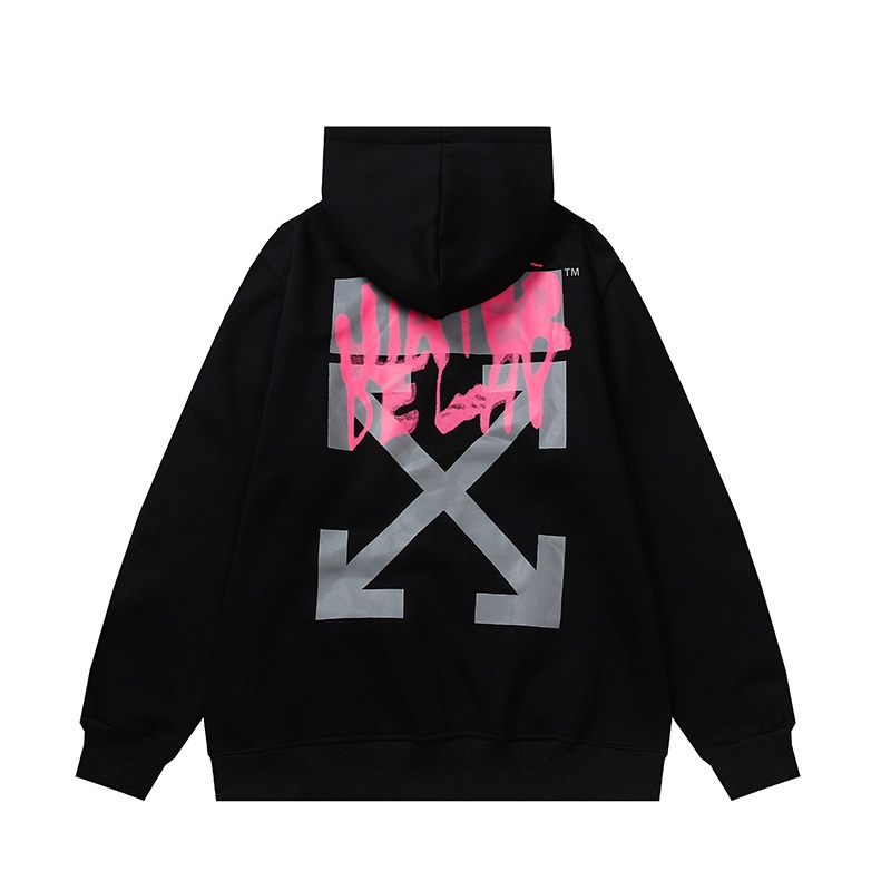 Hàng Có Sẵn Áo Hoodie Sweatshirt Chui Đầu Tay Dài In Chữ OFF White Dành Cho Cặp Đôi