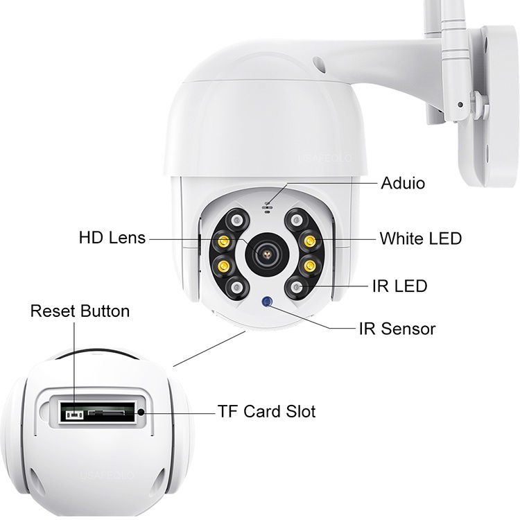 Camera IP wifi ngoài trời, CCTV Security HD 3MP 1080P PTZ WiFi không dây IP Camera ngoài trời Bảo hành 12 tháng