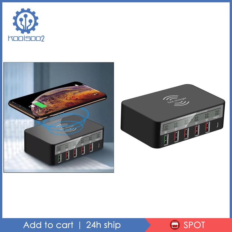 Đế Sạc Nhanh Koolsoo2 Type-C Qi 5 USB QC 3.0 Để Bàn Tiện Dụng