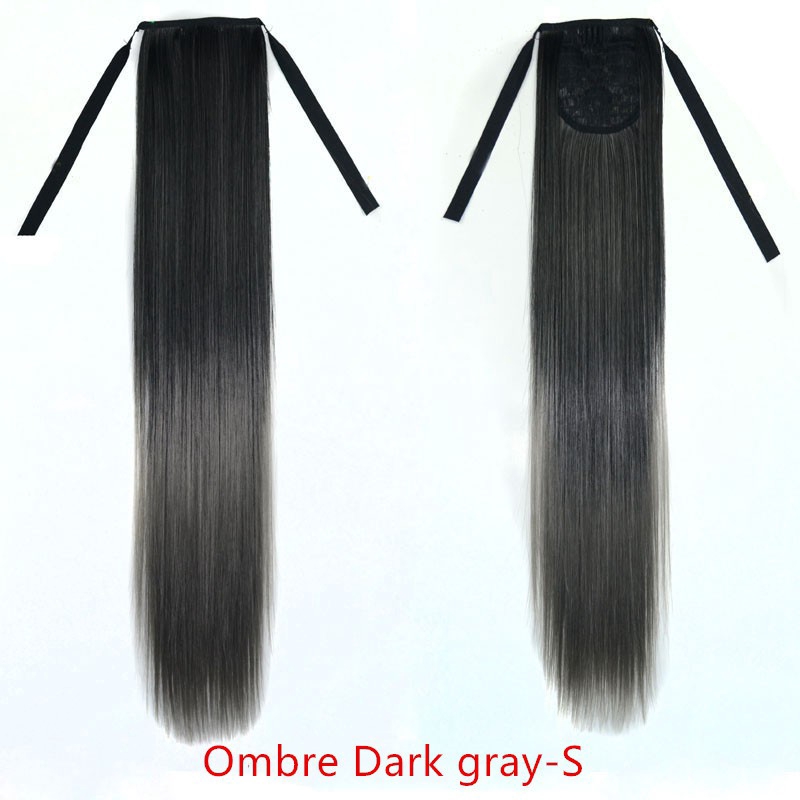 Tóc Đuôi Ngựa Giả 55cm Màu Đen Xám Ombre Thời Trang Cho Nữ