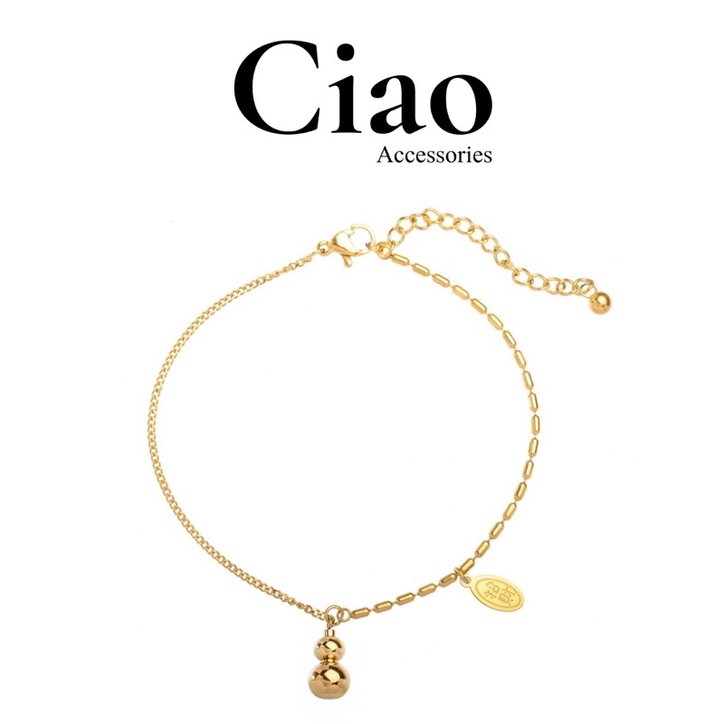 [HOẢ TỐC 1H] Vòng tay/ Lắc tay titan không gỉ thiết kế đính charm đơn giản khắc chữ Monie Ciao