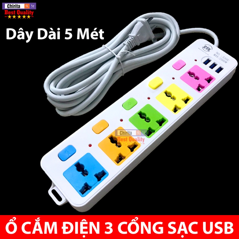 (NEW) (CHÍNH HÃNG) Ổ ĐIỆN ĐA NĂNG T8624 CÓ 4 Ổ CẮM - 4 CÔNG TẮC - 2 CỔNG USB CÔNG SUẤT 2500W (SHOP YÊU THÍCH)