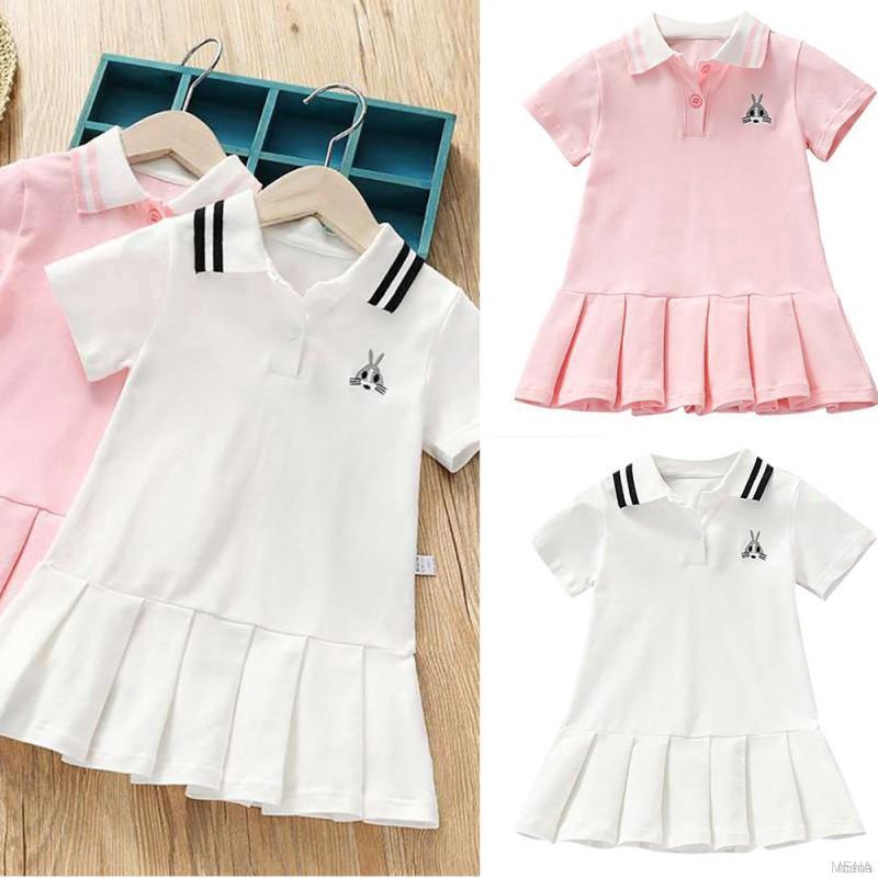 Đầm ngắn tay họa tiết hoạt hình xinh xắn dành cho bé gái