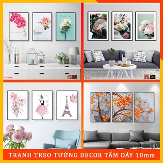 20 Bộ tranh dán tường 3 bức phong cách hiện đại - Tranh in UV chống thấm, kèm băng dính xốp