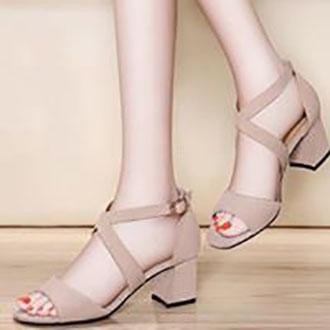 GIÀY SANDAL CAO GÓT VUÔNG 7P QUAI BẢNG CHÉO DÂY CHÉO GÓT