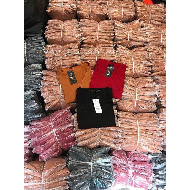 Váy Suông Rộng Basic Cổ Tim Xẻ Cạnh Dáng Dài Chất Thun Len Tăm Đầm Suông Nữ Dáng Rộng