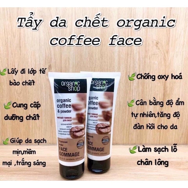 TẨY TẾ BÀO CHẾT MẶT CAFE ORGANIC NGA