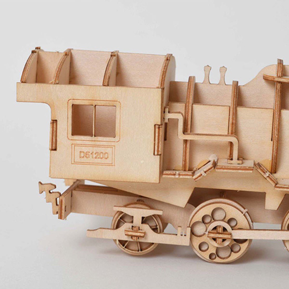 Đồ chơi lắp ráp mô hình xe cổ /tàu lửa /thuyền / máy bay 3D làm từ gỗ DIY vui nhộn cho bé