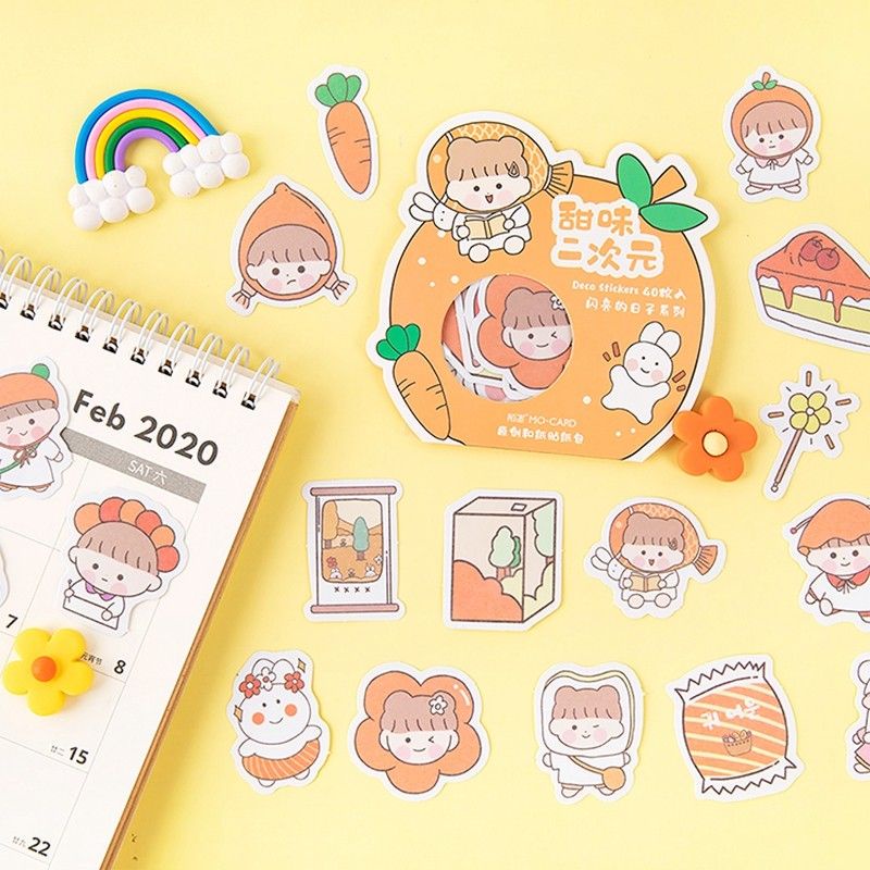 Gói 40 miếng dán sticker trang trí hình bé gái