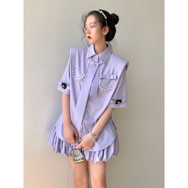 Set Váy Đính Hạt Tím Sang Chảnh Thời TRang Cao Cấp Dành Cho Nữ