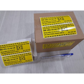 Sét 100 Tem màu vàng note khách quay video có sẵn keo kích thước 10,3 x 4cm