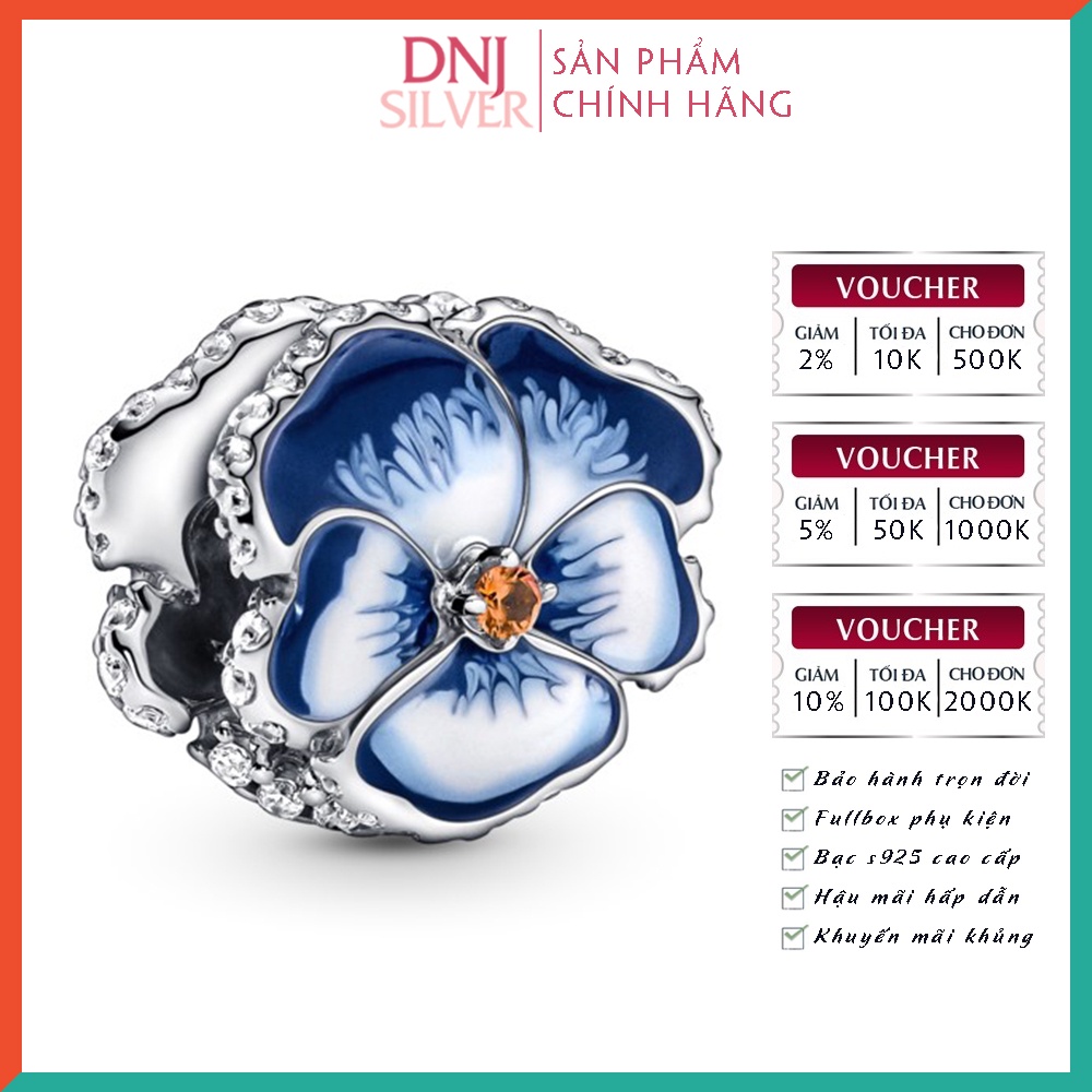 [Hàng cao cấp] Charm bạc 925 cao cấp, hàng chuẩn bạc - Charm Blue Pansy Flower thích hợp để mix vòng tay charm - DN057