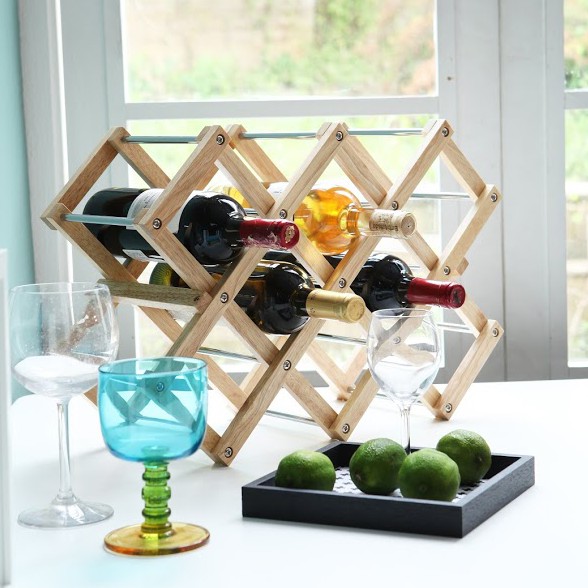 KỆ RƯỢU HÌNH THOI BẰNG GỖ TIỆN LỢI - ROKY STORE - KỆ TRANG TRÍ