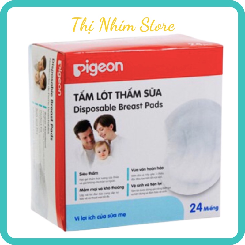 Miếng lót thấm sữa Pigeon, Thị Nhím Store, Hộp miếng thấm sữa Pigeon 24 miếng siêu mỏng dày 0.17cm NK Thái Lan