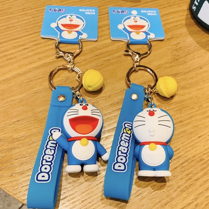 [Mới] Móc khoá Hình Doraemon (3 chi tiết) kèm dây, phụ kiện balo, túi xách xinh xắn
