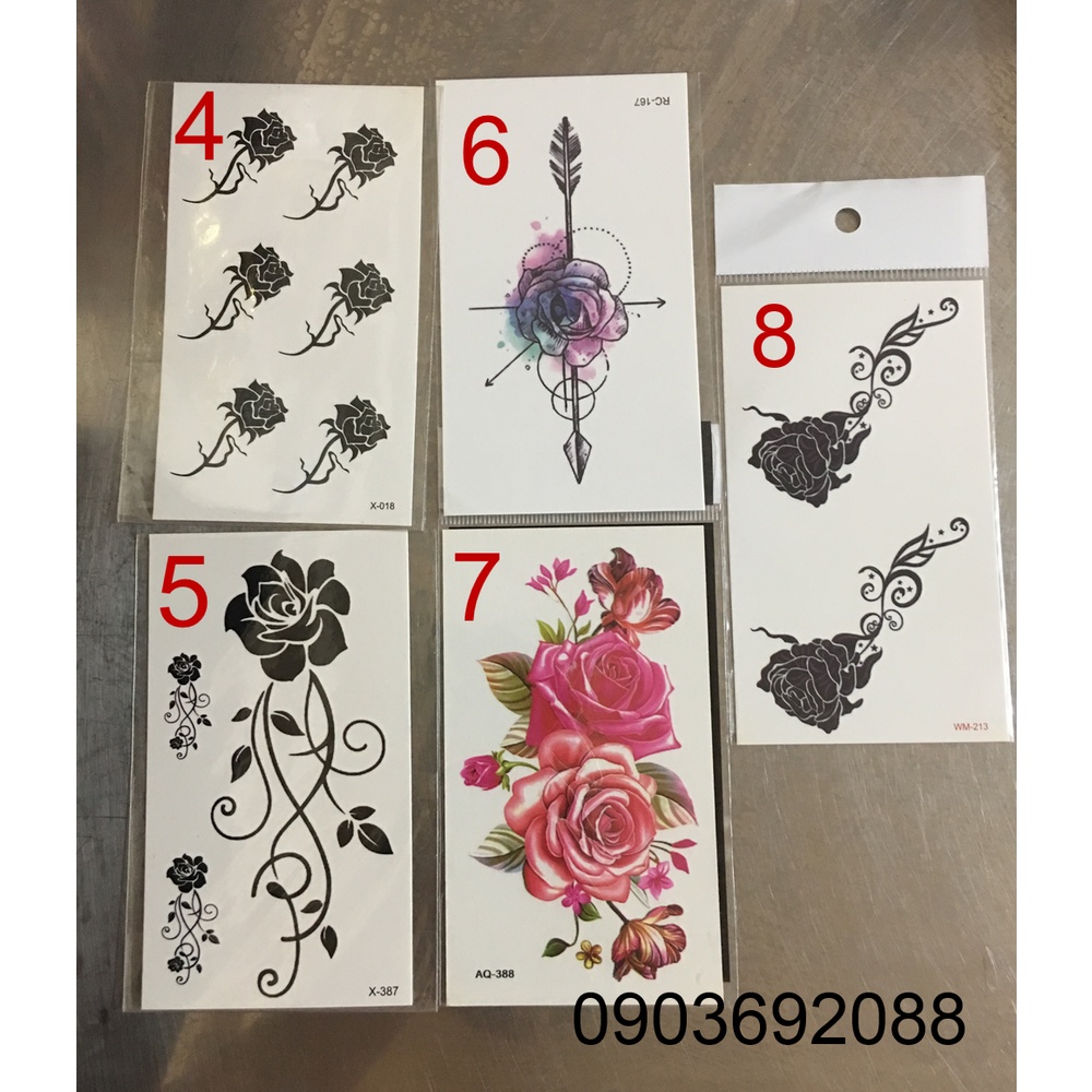 [HCM] Hình xăm dán - tattoo sticker hoa hồng 10.5 x 6cm