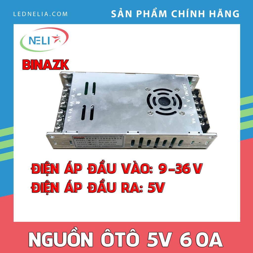 Nguồn LED ô tô 5V 60A chuyển đổi điện áp 9-36V xuống 5V.