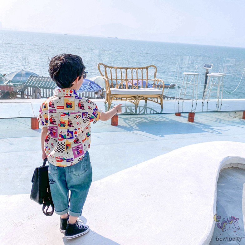 Áo sơ mi tay ngắn in hoạt hình cho bé trai