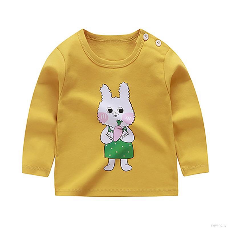 Áo thun tay dài bằng cotton với họa tiết hoạt hình dùng cho trẻ nhỏ