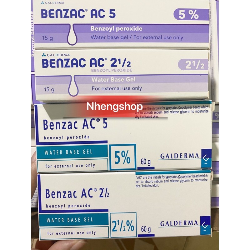 [15/60] (Benzoyl Peroxide) Kem hỗ trợ Benzac AC 2.5%/5%