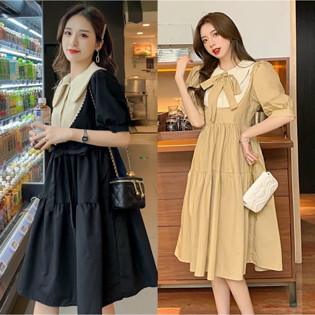 Váy bầu thời trang thiết kế M465 chất cát hàn freesize từ 45 đến 70kg