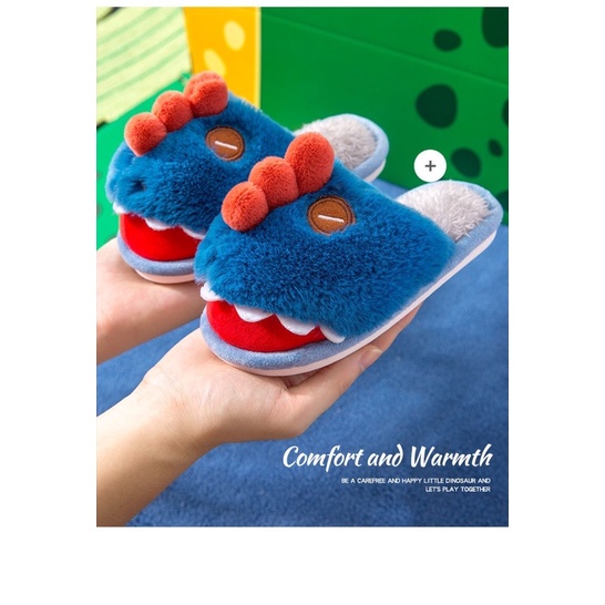 Dép lông khủng  long  mang trong  nhà  cho bé trai  và  bé  gái