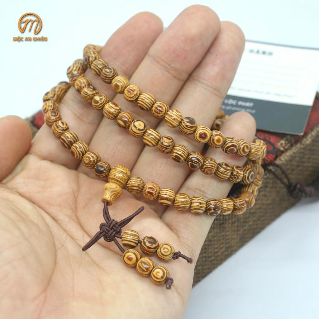 Vòng gỗ đeo tay 108 hạt gỗ Mun Đuôi Công, vòng tay nam, nữ
