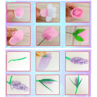 Đồ Chơi Thủ Công Sáng Tạo Tự Làm Bó Hoa Vải Handmade Cho Bé