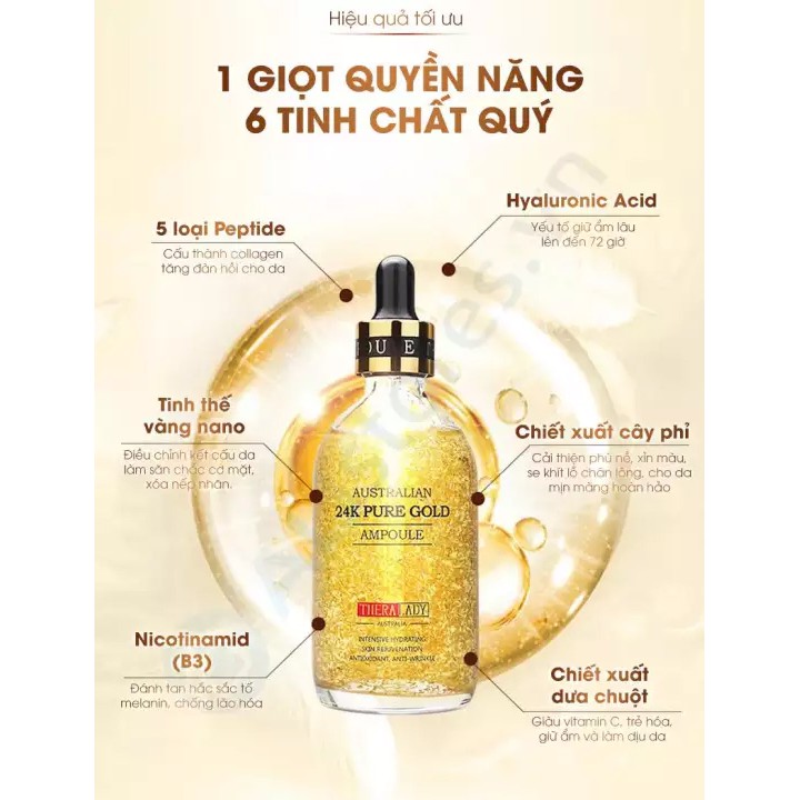 [CHÍNH HÃNG] Serum Tinh Chất Vàng 24k Pure Gold Ampoule Thera Lady 100ml (Date mới nhất) - Xuất xứ Úc | BigBuy360 - bigbuy360.vn