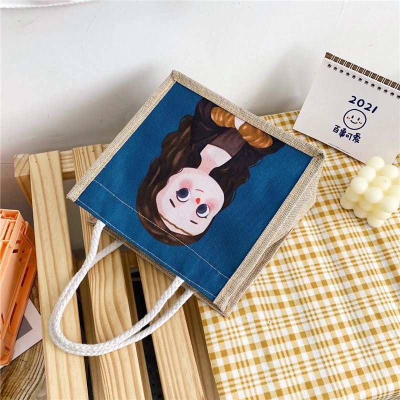 Túi Vải canvas In Hình Cô Gái Dễ Thương Cho Nữ